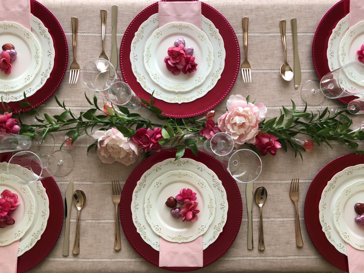 Simple Valentines Tablescape for an Easy Holiday - Parties With A Cause